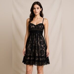 OC by Oleg Cassini Black Lace Spaghetti Strap Prom Dress
